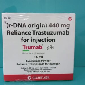 Trumab 440 mg (Trastuzumab) injection by Glenmark for HER2-positive cancer treatment. Available for secure cold-chain shipping to the USA, UK, and UAE.