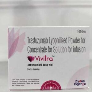 Vivitra 440 mg (Trastuzumab) injection by Zydus for HER2-positive cancer. Available for secure cold-chain shipping to the USA, UK, and UAE